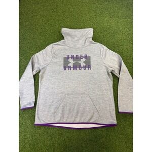 Under Armour ColdGear Funnel Neck Hoodie XXL Gray Purple Loose Fit Sweatshirt